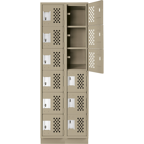 Assembled Lockerettes Clean Line Perforated Economy Lockers, 6 -tier, Bank of 2, 18" x 72" x 12", Steel TGS INDUSTRIEL