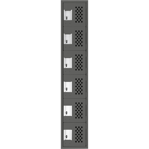 Assembled Lockerettes Clean Line Perforated Economy Lockers, 6 -tier, 18" x 72" x 12", Steel TGS INDUSTRIEL