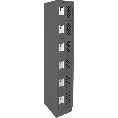 Assembled Lockerettes Clean Line Perforated Economy Lockers, 6 -tier, 18" x 72" x 12", Steel TGS INDUSTRIEL