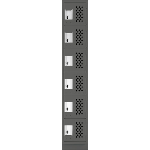 Assembled Lockerettes Clean Line Perforated Economy Lockers, 6 -tier, 18" x 72" x 12", Steel TGS INDUSTRIEL