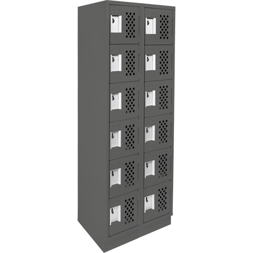 Assembled Lockerettes Clean Line Perforated Economy Lockers, 6 -tier, Bank of 2, 18" x 72" x 12", Steel TGS INDUSTRIEL
