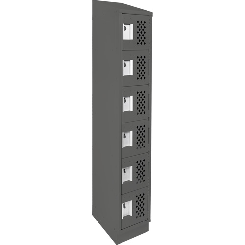 Assembled Lockerettes Clean Line Perforated Economy Lockers, 6 -tier, 18" x 72" x 12", Steel TGS INDUSTRIEL