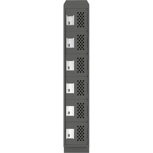 Assembled Lockerettes Clean Line Perforated Economy Lockers, 6 -tier, 18" x 72" x 12", Steel TGS INDUSTRIEL