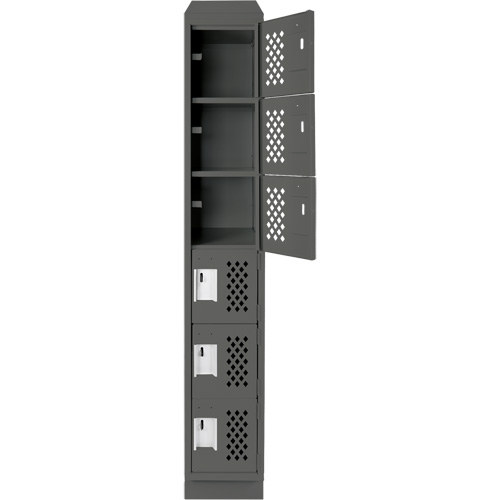 Assembled Lockerettes Clean Line Perforated Economy Lockers, 6 -tier, 18" x 72" x 12", Steel TGS INDUSTRIEL