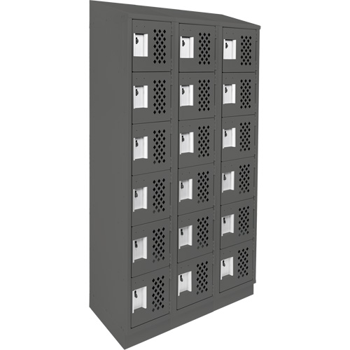 Assembled Lockerettes Clean Line Perforated Economy Lockers, 6 -tier, Bank of 3, 18" x 72" x 12", Steel TGS INDUSTRIEL