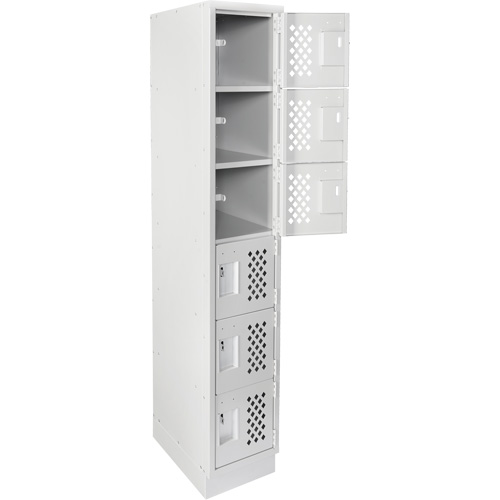 Assembled Lockerettes Clean Line Perforated Economy Lockers, 6 -tier, 18" x 72" x 12", Steel TGS INDUSTRIEL