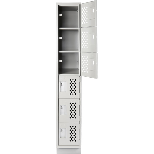 Assembled Lockerettes Clean Line Perforated Economy Lockers, 6 -tier, 18" x 72" x 12", Steel TGS INDUSTRIEL