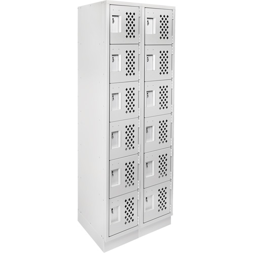 Assembled Lockerettes Clean Line Perforated Economy Lockers, 6 -tier, Bank of 2, 18" x 72" x 12", Steel TGS INDUSTRIEL