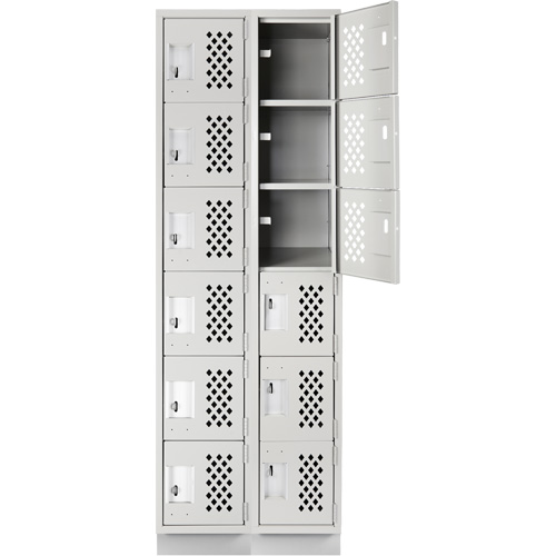 Assembled Lockerettes Clean Line Perforated Economy Lockers, 6 -tier, Bank of 2, 18" x 72" x 12", Steel TGS INDUSTRIEL