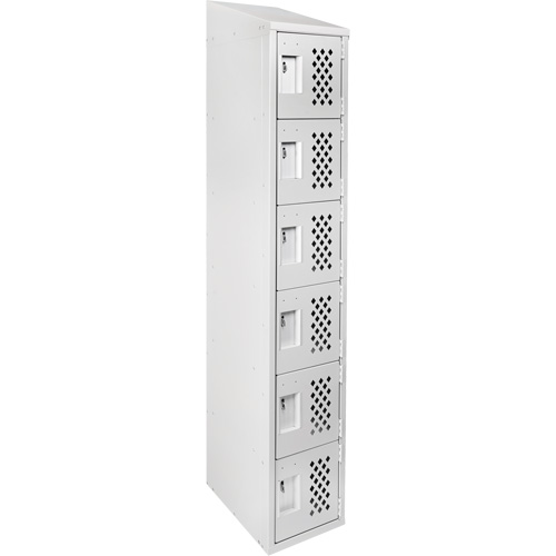 Assembled Lockerettes Clean Line Perforated Economy Lockers, 6 -tier, 18" x 72" x 12", Steel TGS INDUSTRIEL
