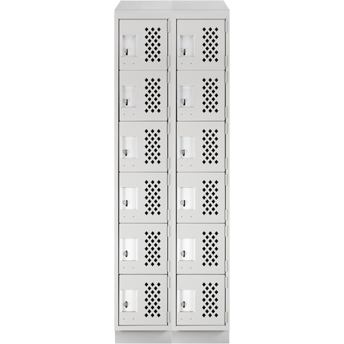 Assembled Lockerettes Clean Line Perforated Economy Lockers, 6 -tier, Bank of 2, 18" x 72" x 12", Steel TGS INDUSTRIEL