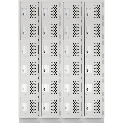 Assembled Clean Line Perforated Economy Lockers, 6 -tier, Bank of 4, 18" x 72" x 12", Steel TGS INDUSTRIEL