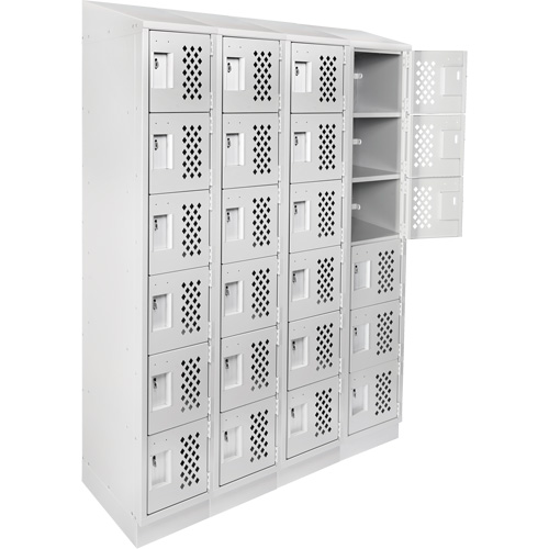 Assembled Clean Line Perforated Economy Lockers, 6 -tier, Bank of 4, 18" x 72" x 12", Steel TGS INDUSTRIEL