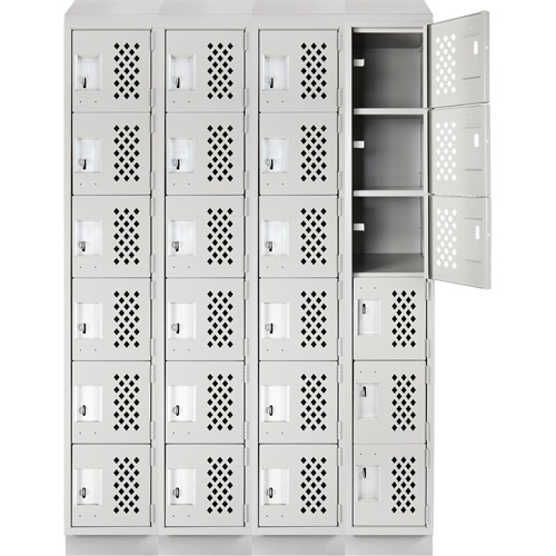 Assembled Clean Line Perforated Economy Lockers, 6 -tier, Bank of 4, 18" x 72" x 12", Steel TGS INDUSTRIEL