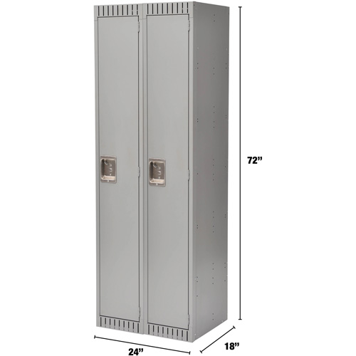 Lockers, Bank of 2, 24" x 18" x 72", Steel, Grey, Rivet (Assembled) TGS INDUSTRIEL