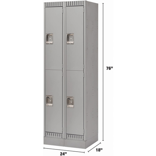 Casiers, 2 niveaux, Bloc de 2, 24" x 18" x 76", Acier, Gris, D&eacute;mont&eacute; TGS INDUSTRIEL