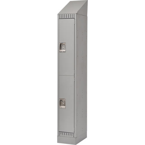 Casiers assembl&eacute;s, 2 niveaux, 12" x 18" x 72", Acier, Gris, Rivet (assembl&eacute;) TGS INDUSTRIEL