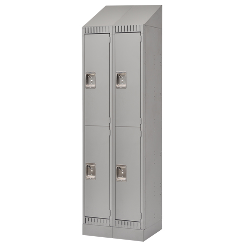 Casiers assembl&eacute;s, 2 niveaux, Bloc de 2, 24" x 18" x 72", Acier, Gris, Rivet (assembl&eacute;) TGS INDUSTRIEL