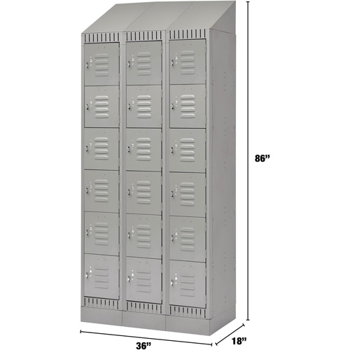 Casiers, 6 niveaux, Bloc de 3, 36" x 18" x 86", Acier, Gris, D&eacute;mont&eacute; TGS INDUSTRIEL