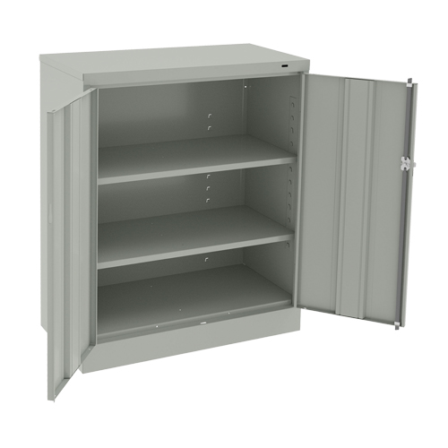 Armoire &agrave; hauteur de comptoir, Acier, 2 Tablettes, 42" h x 36" la x 18" P, Gris p&acirc;le TGS INDUSTRIEL