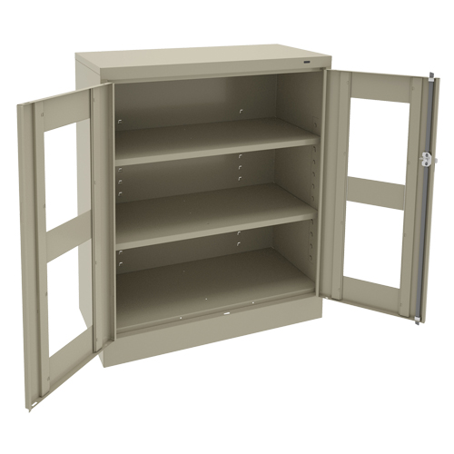 C-Thru Counter High Cabinet, Steel, 2 Shelves, 42" H x 36" W x 18" D TGS INDUSTRIEL