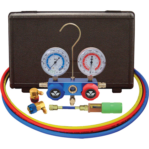 Automotive R134A 2-Way Manifold Gauge Set with Mini Dye Injector TGS INDUSTRIEL