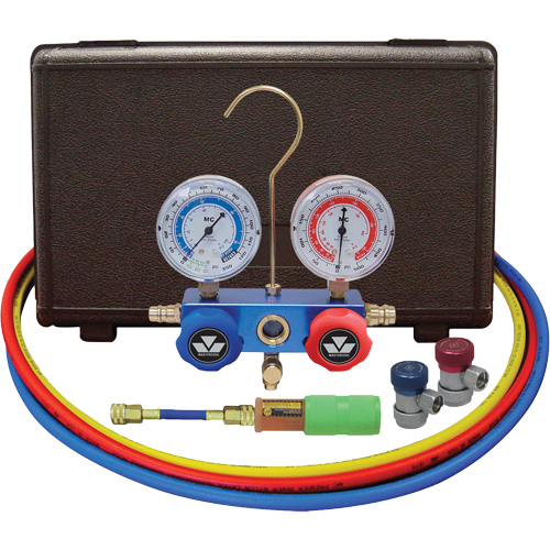 Automotive Manifold Gauge Set with Mini Dye Injector & Manual Couplers TGS INDUSTRIEL