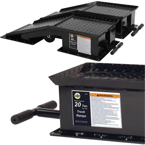 Rampes pour camions lourds avec longue poign&eacute;e en T, Capacit&eacute; 40 000 lb, 45" lo, 13-1/2" la, Hauteur de 9-19/50" TGS INDUSTRIEL