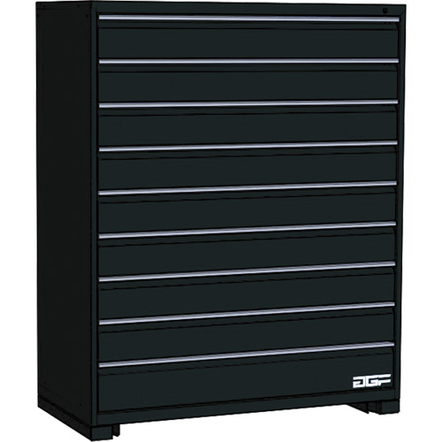 Modular Drawer Cabinet, 9 Drawers, 36" W x 24" D x 60" H, Black TGS INDUSTRIEL