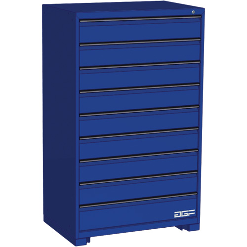 Modular Drawer Cabinet, 9 Drawers, 36" W x 24" D x 60" H, Blue TGS INDUSTRIEL
