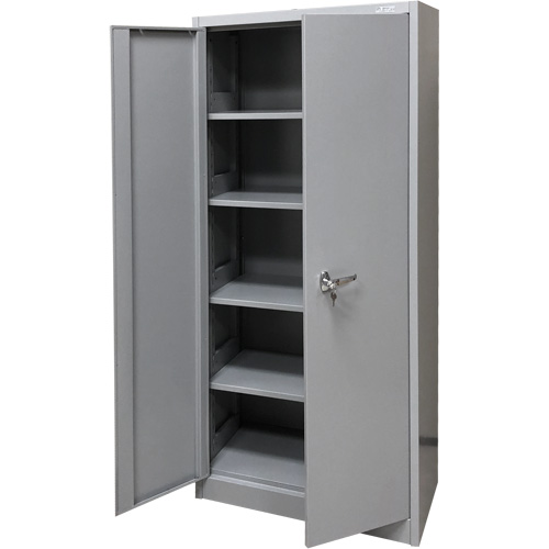 Armoire de rangement, Acier, 4 Tablettes, 66" h x 30" la x 15" P, Gris TGS INDUSTRIEL