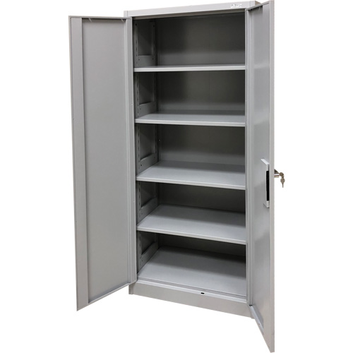 Armoire de rangement, Acier, 4 Tablettes, 66" h x 30" la x 15" P, Gris TGS INDUSTRIEL