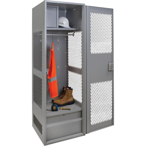 Gear Locker with Door, Steel, 24" W x 24" D x 72" H, Grey TGS INDUSTRIEL