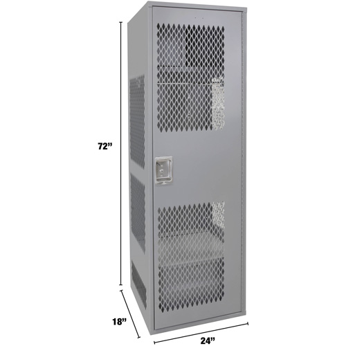Casier pour &eacute;quipement avec porte, Acier, 24" la x 18" p x 72" h, Gris TGS INDUSTRIEL