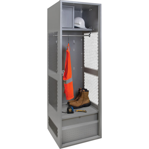 Gear Locker, Steel, 24" W x 24" D x 72" H, Grey TGS INDUSTRIEL