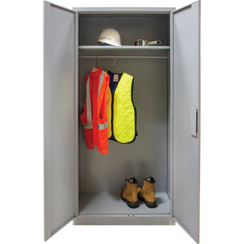 Wardrobe Storage Cabinet, Steel, 36" W x 18" D x 72" H, Grey TGS INDUSTRIEL