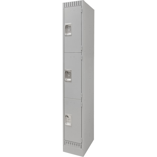 Lockers, 3 -tier, 12" x 18" x 76", Steel, Grey, Knocked Down TGS INDUSTRIEL