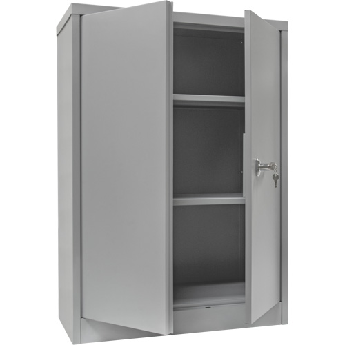 Counter-High Storage Cabinet, Steel, 2 Shelves, 42" H x 30" W x 15" D, Grey TGS INDUSTRIEL