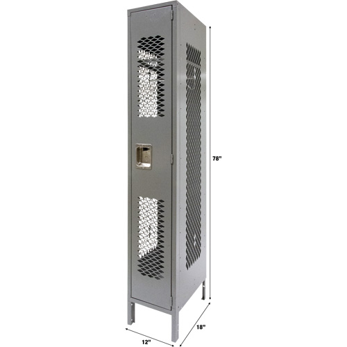 Casiers ventil&eacute;s, 12" x 18" x 78", Acier, Gris, D&eacute;mont&eacute;, Perfor&eacute; TGS INDUSTRIEL