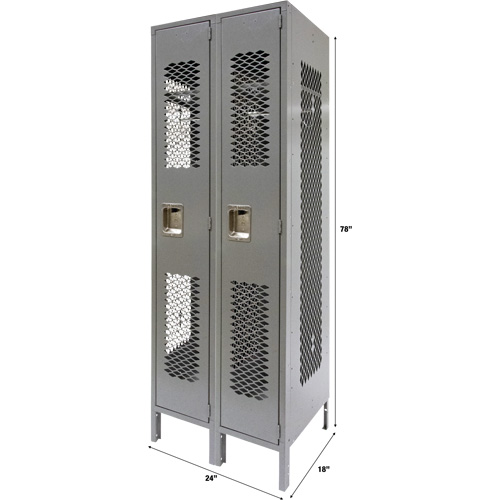 Casiers ventil&eacute;s, Bloc de 2, 24" x 18" x 78", Acier, Gris, D&eacute;mont&eacute;, Perfor&eacute; TGS INDUSTRIEL
