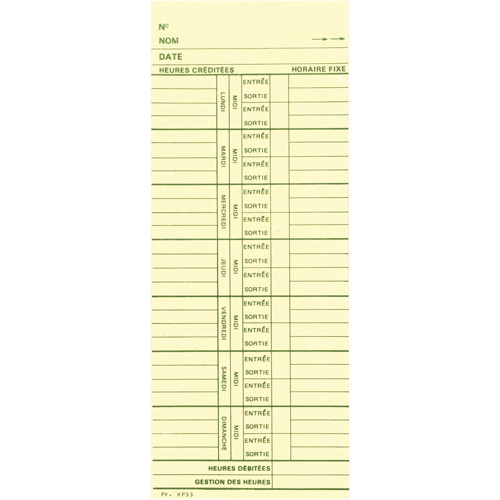Time Cards TGS INDUSTRIEL