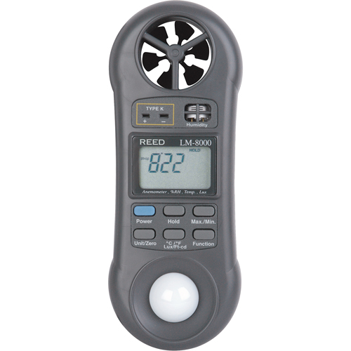 Thermo-an&eacute;mom&egrave;tre avec certificat de calibration, Sans enregistrement des donn&eacute;es, Gamme de v&eacute;locit&eacute; d'air de 0,2 - 30,0 m/sec TGS INDUSTRIEL