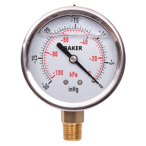 Manom&egrave;tres,  2-1/2", 30" Hg-0" Vac, Fixation inf&eacute;rieure, Analogique rempli de liquide TGS INDUSTRIEL