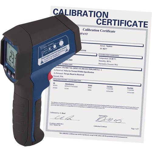 Thermom&egrave;tre &agrave; infrarouge avec certificat de calibration, -31°- 1202° F ( -35° - 650° C ), 12:1, &eacute;missivit&eacute; Ajustable TGS INDUSTRIEL