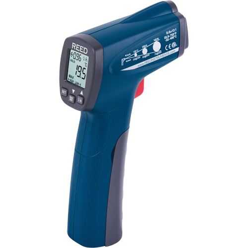 Infrared Thermometer, -25.6°- 752° F ( -32° - 400° C ), 12:1, Adjustable Emmissivity TGS INDUSTRIEL