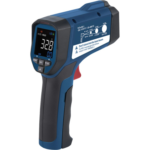 Thermom&egrave;tre &agrave; infrarouge professionnel, -26 - 1472° F ( -32 - 800° C ), 30:1, &eacute;missivit&eacute; Ajustable TGS INDUSTRIEL