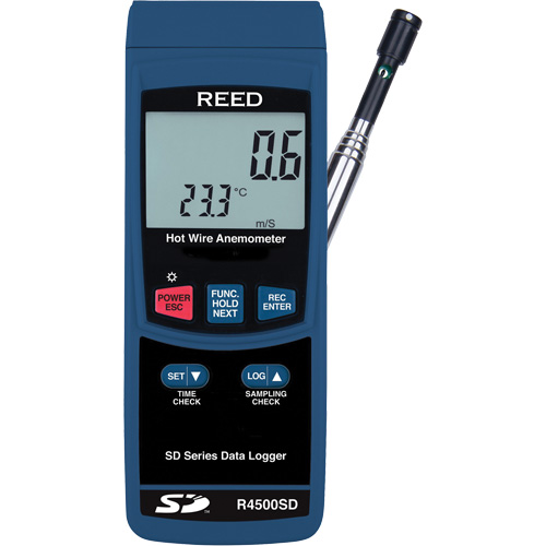 Thermo-Anemometer, Data Logging, 0.2 to 25.0 m/sec Air Velocity Range TGS INDUSTRIEL