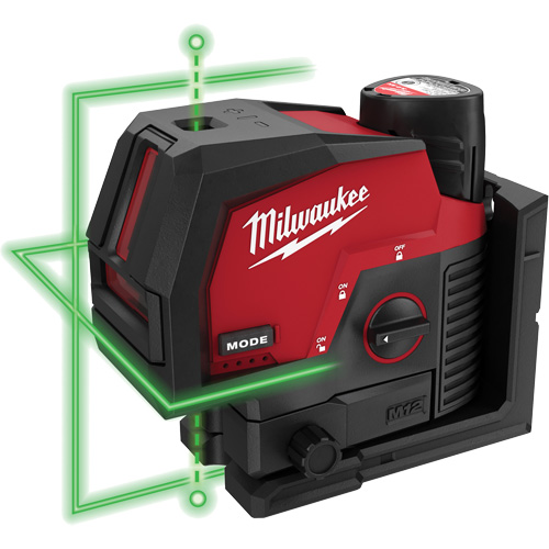Ensemble de laser vert &agrave; lignes crois&eacute;es et points d'aplomb M12 TGS INDUSTRIEL
