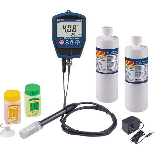 Trousse pH/mV-m&egrave;tre avec solution tampon et adaptateur d'alimentation TGS INDUSTRIEL