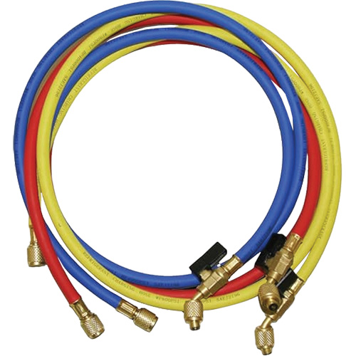 Tuyaux de charge de r&eacute;frig&eacute;rant avec robinet &agrave; boisseau et raccords SAE 1/4" TGS INDUSTRIEL